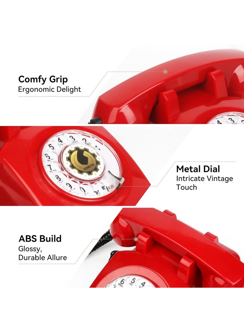 Sangyn Retro Rotary Dial Phone Sangyn 1960s Vintage Landline Telephone Old Fashioned Corded Phones with Mechanical Ringer for Home Office Desk - Image 3